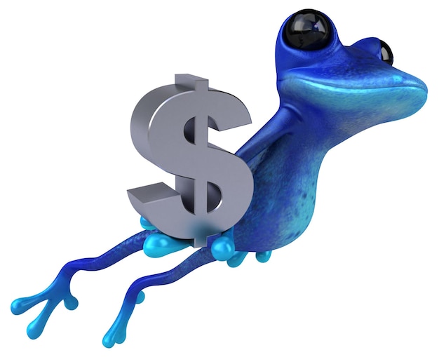 Fun blue frog - 3D Illustration