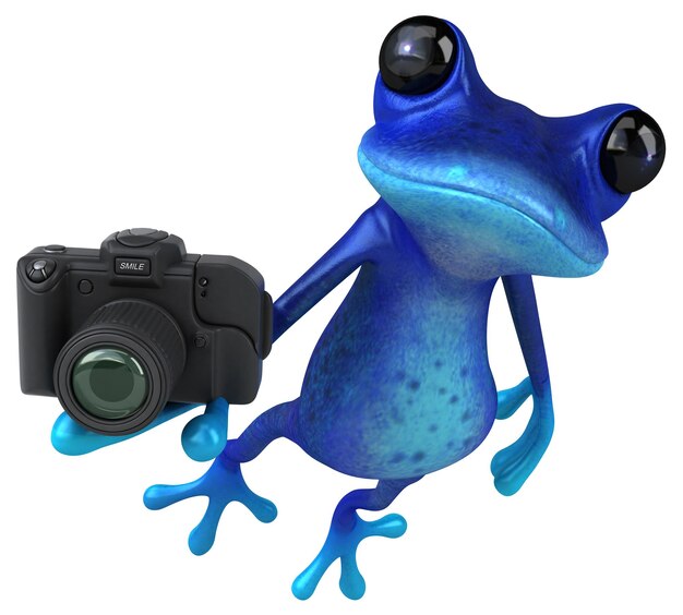 Fun blue frog - 3D Illustration