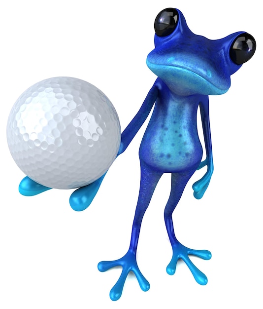 Fun blue frog 3D Illustration