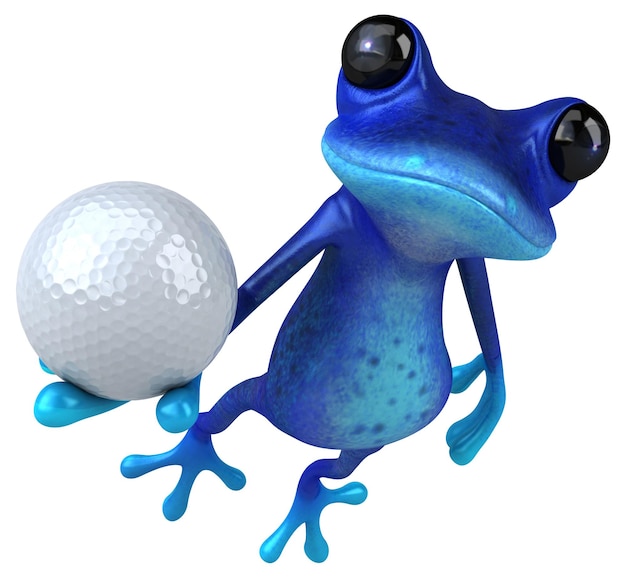 Fun blue frog 3D Illustration