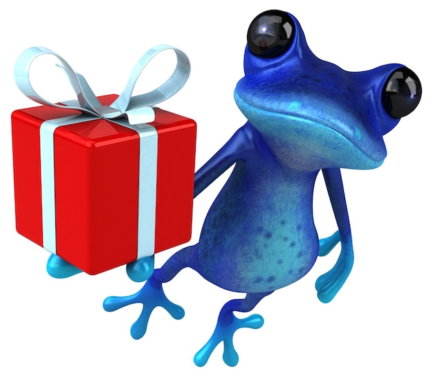 Fun blue frog 3D Illustration