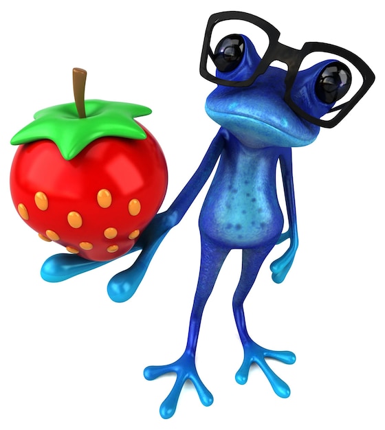 Fun blue frog 3D Illustration