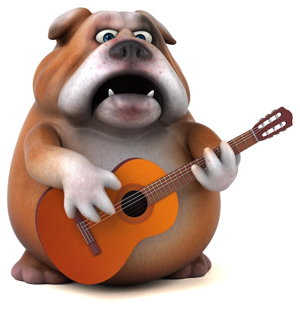 Fun bulldog - 3D Illustration