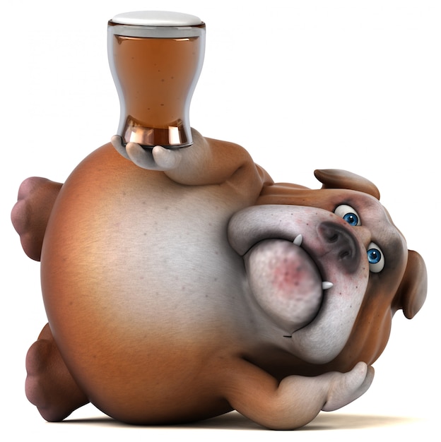 Fun bulldog 3D Illustration