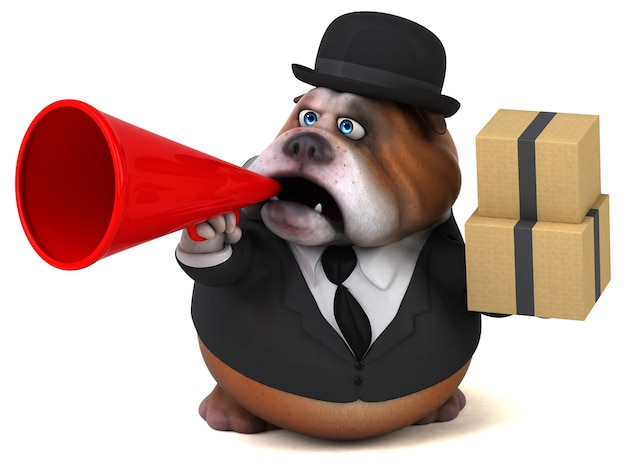 Bulldog divertente - illustrazione 3d