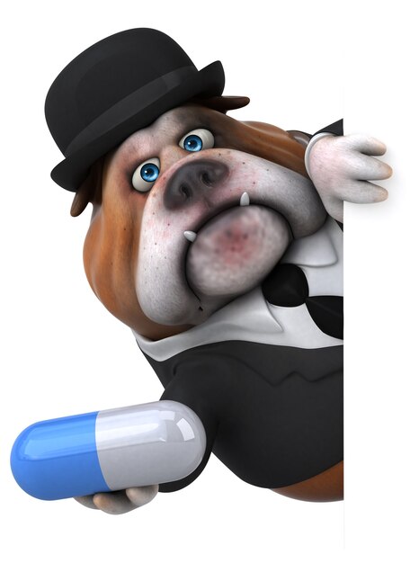 Fun bulldog - 3D Illustration