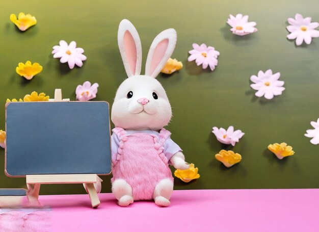 Photo fun bunny cartoon character with white board