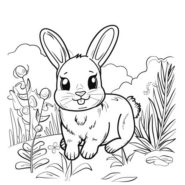 Photo fun bunny coloring pages for young children