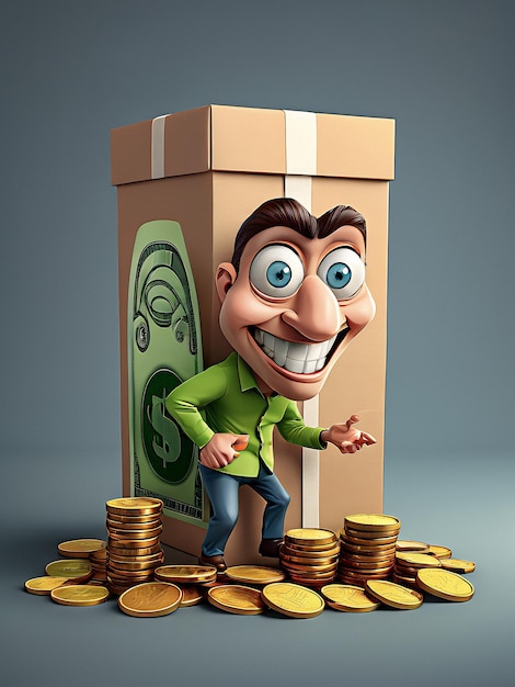 Photo fun caricature with coins money