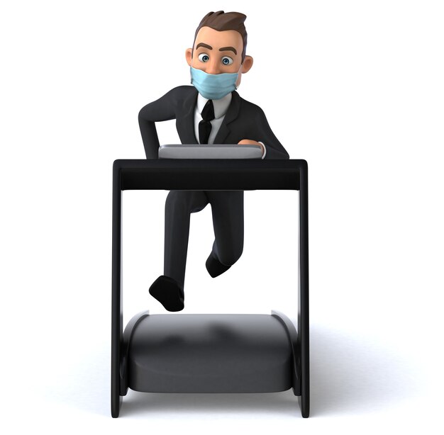 Fun cartoon businessman character with a mask