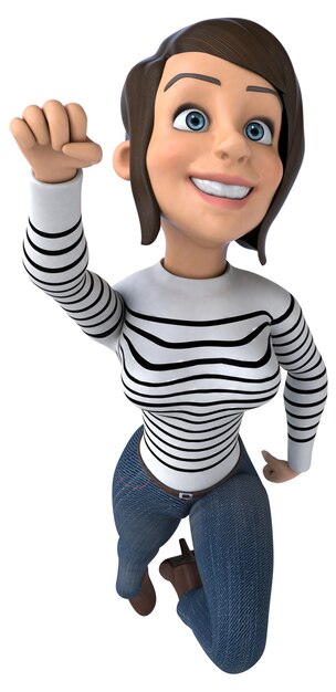 Fun cartoon casual character woman