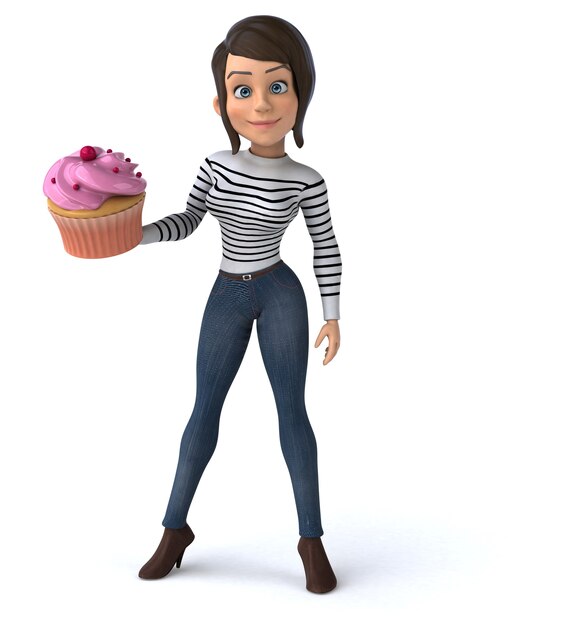 Fun cartoon casual character woman