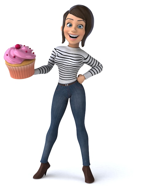 Fun cartoon casual character woman