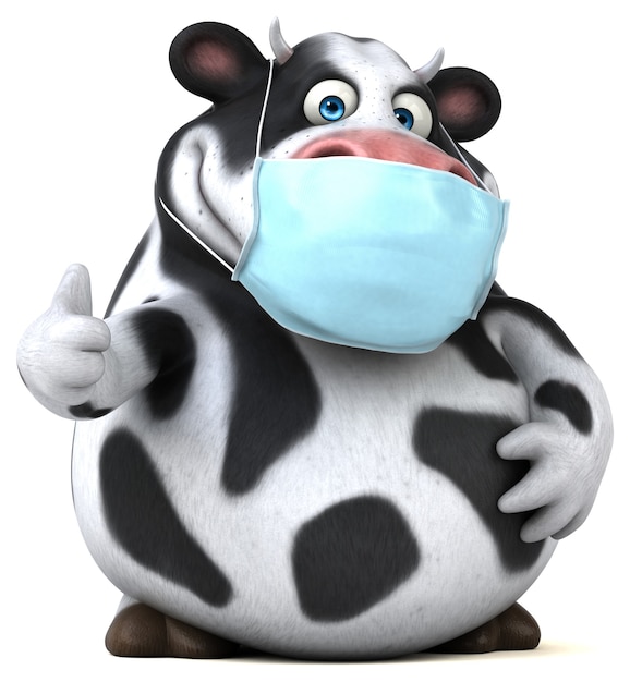 Fun cartoon cow with a mask