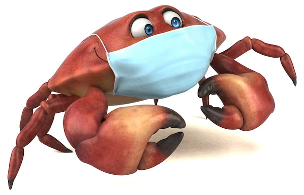 Fun cartoon crab with a mask