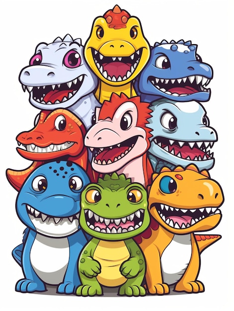 fun cartoon dinosaurs friends