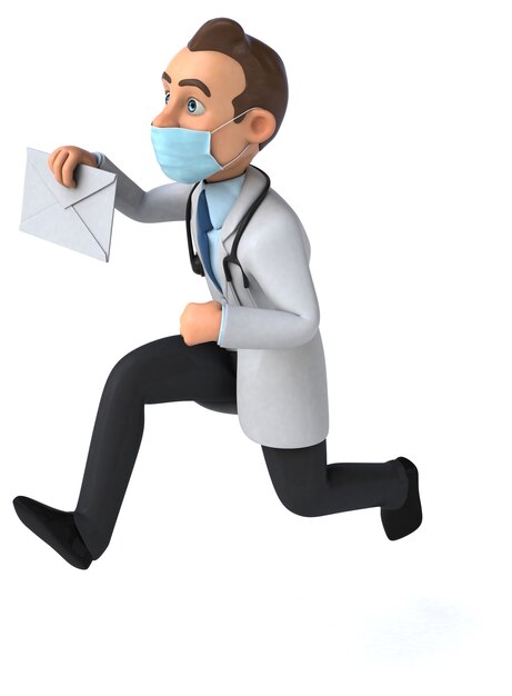 Fun cartoon doctor character with a mask