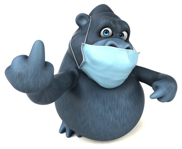 Fun cartoon gorilla with a mask