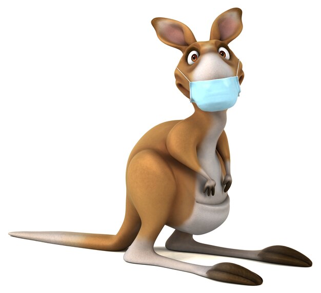 Fun cartoon Kangaroo with a mask