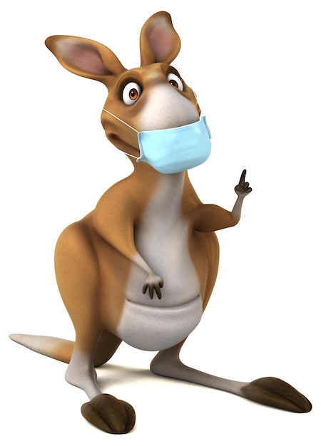 Fun cartoon Kangaroo with a mask