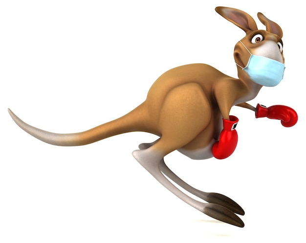 Fun cartoon Kangaroo with a mask