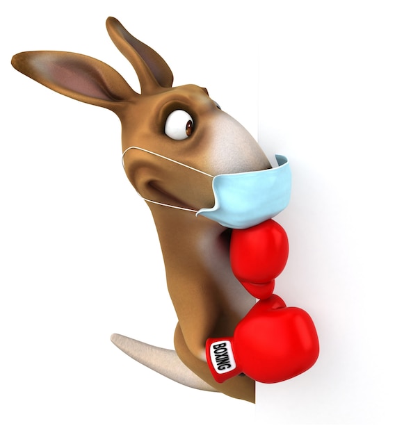 Fun cartoon Kangaroo with a mask