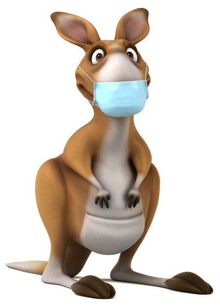 Fun cartoon Kangaroo with a mask