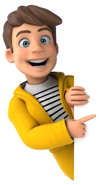 fun cartoon kid with rain gear