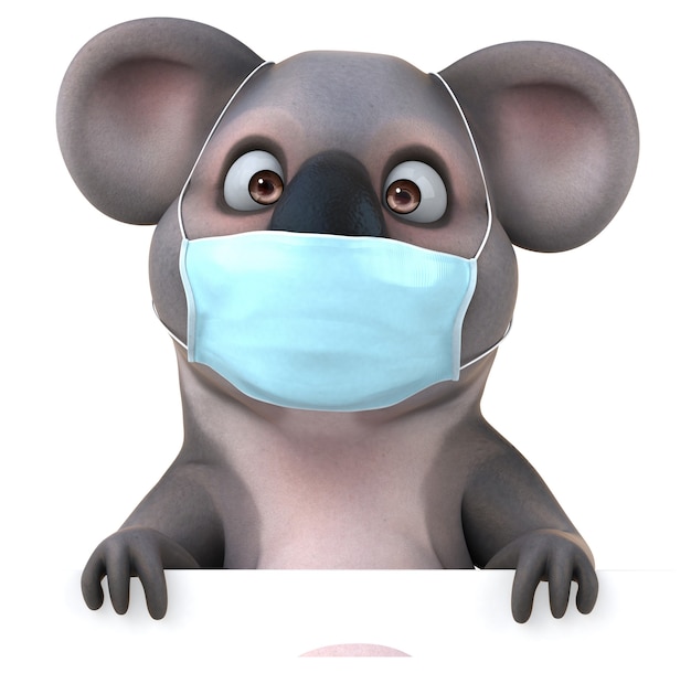 Fun cartoon koala with a mask