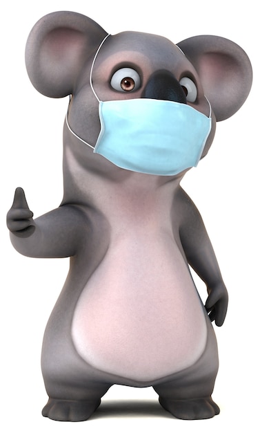 Fun cartoon koala with a mask