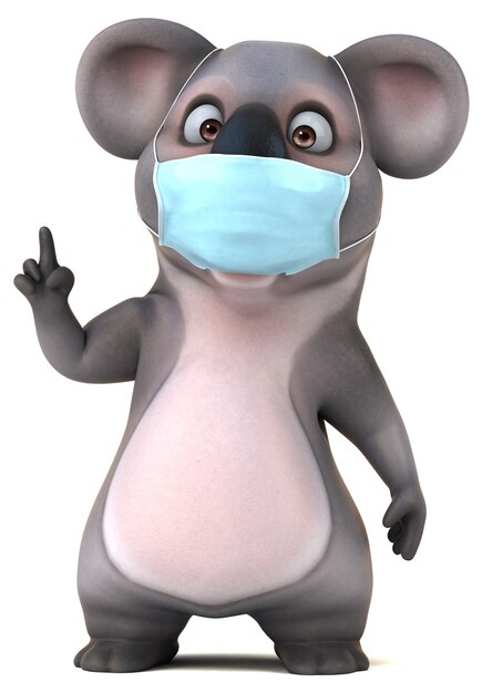 Fun cartoon koala with a mask