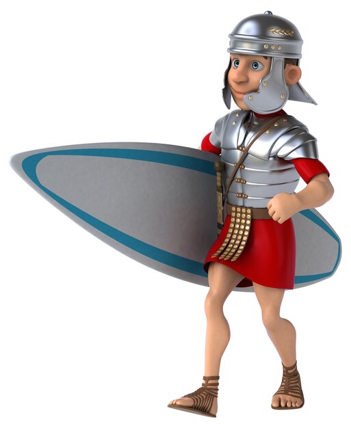 Photo fun cartoon roman soldier surfing