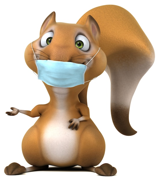 Fun cartoon squirrel with a mask