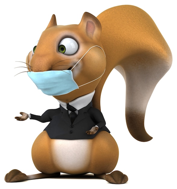 Fun cartoon squirrel with a mask