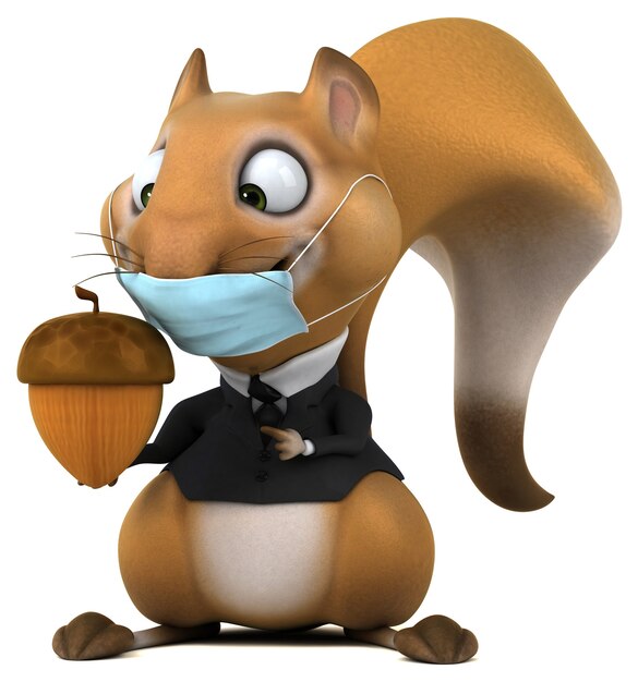 Fun cartoon squirrel with a mask