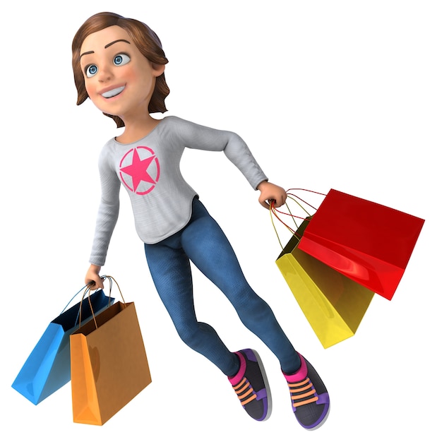 Photo fun cartoon teenage girl shopping