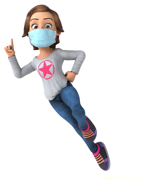 Fun cartoon teenage girl with a mask