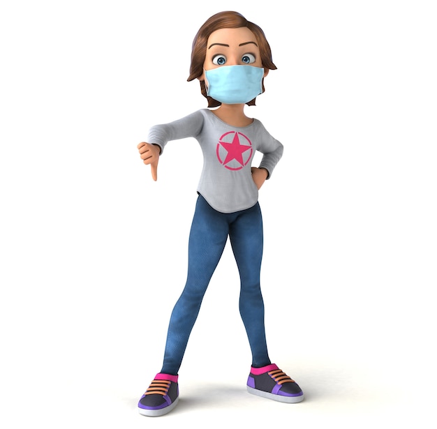 Fun cartoon teenage girl with a mask