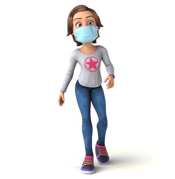 Fun cartoon teenage girl with a mask