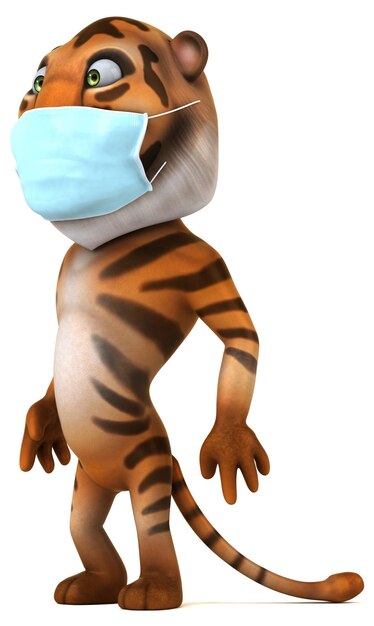 Fun cartoon tiger with a mask