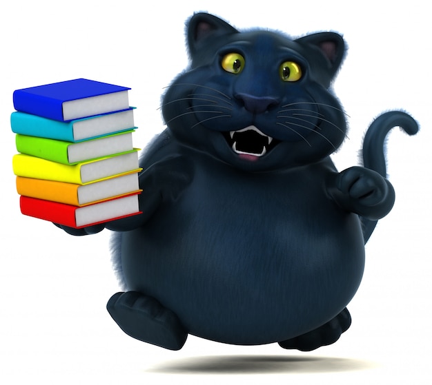 Fun cat with books