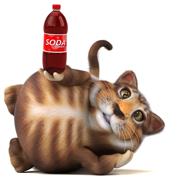 Fun cat with soda drink