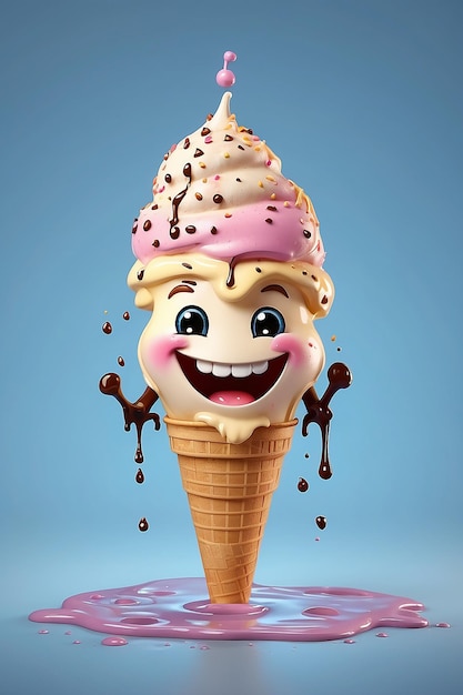 笑顔で滴るアイスクリームコンの楽しいキャラクター