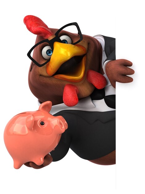 Pollo divertente - personaggio 3d