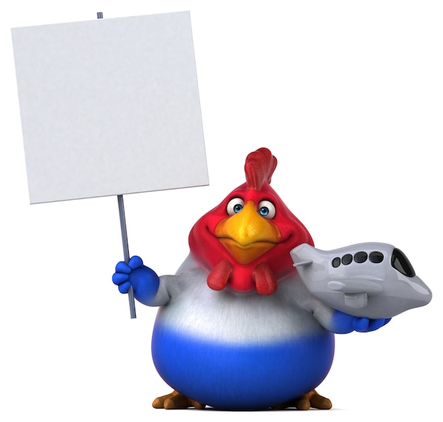 Fun chicken - 3D Illustration