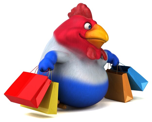 Fun chicken - 3D Illustration