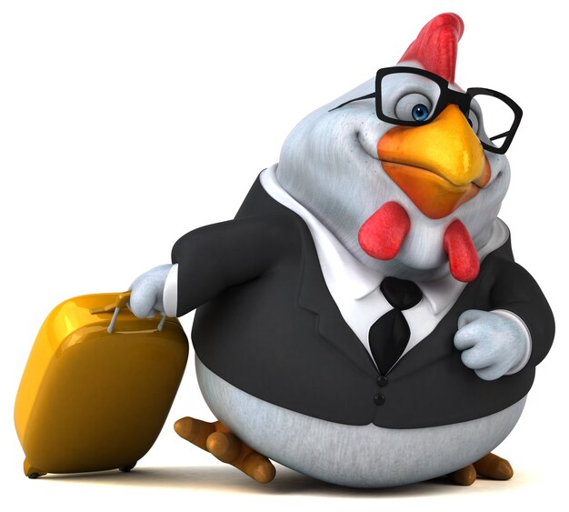 Fun chicken - 3D Illustration