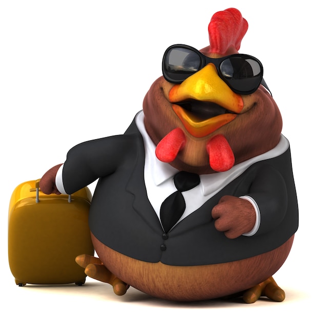 Fun chicken - 3D Illustration