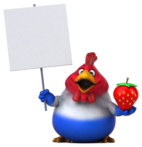 Fun chicken - 3D Illustration