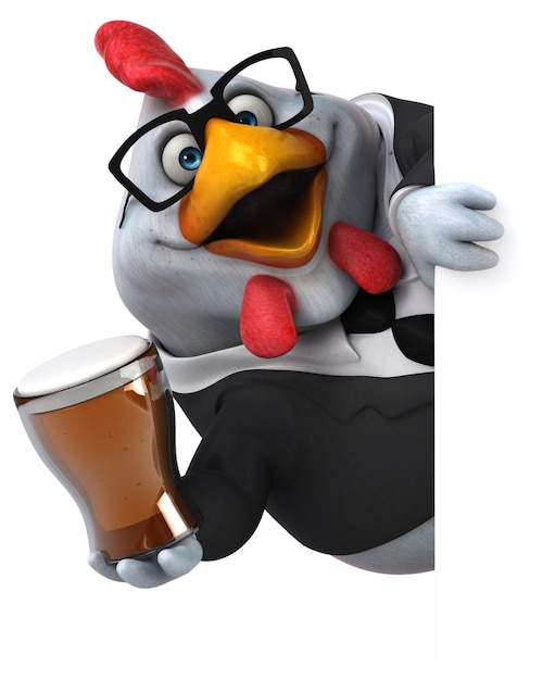 Fun chicken - 3D Illustration